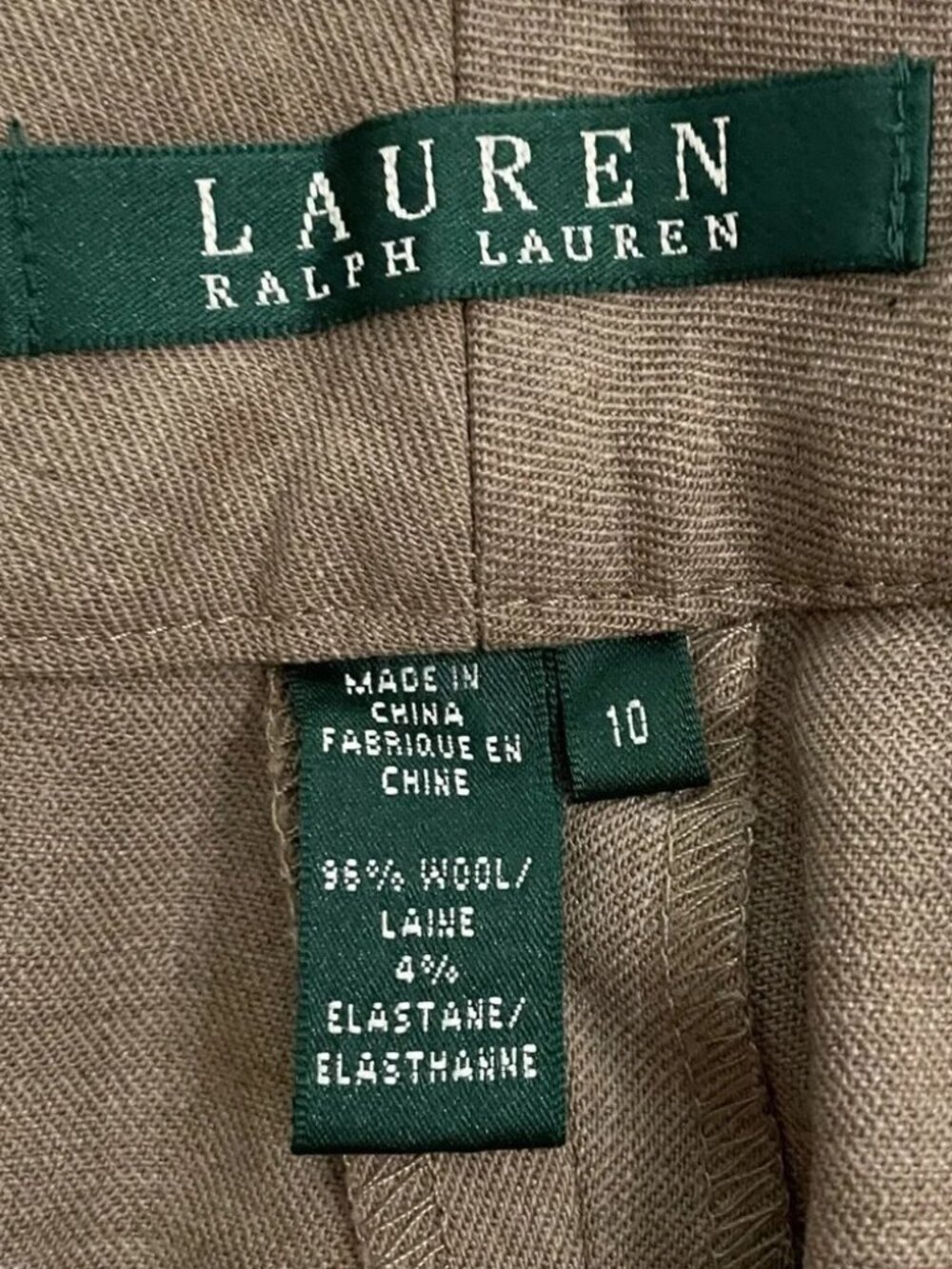 NWOT Lauren Ralph Lauren Tan Wool Trouser Pants Womens Size 10 Career Classic - Picture 2 of 10